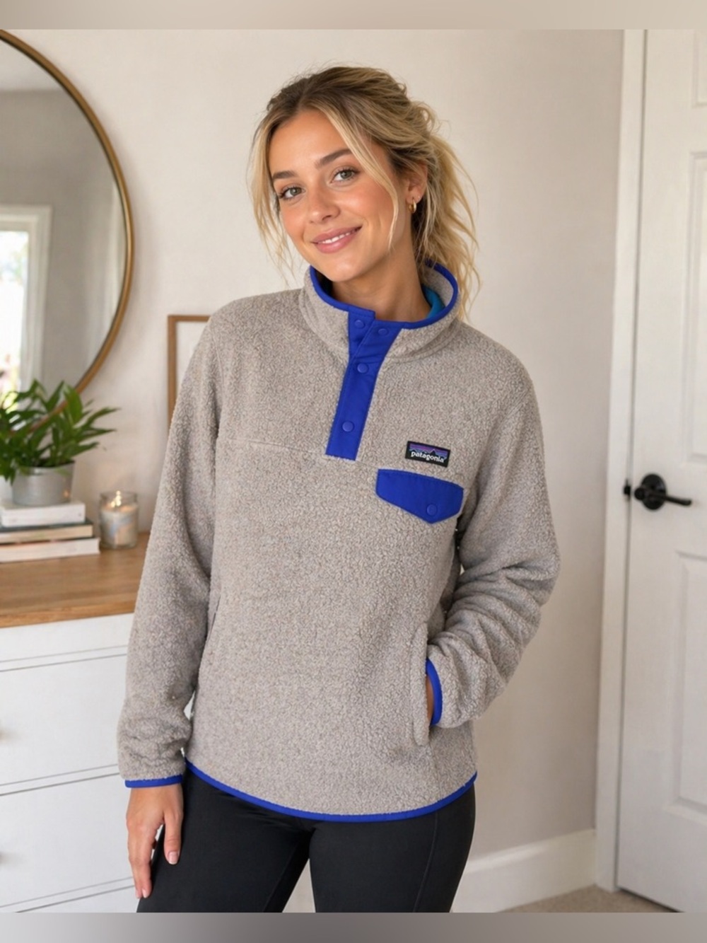 Patagonia Synchilla Snap-T Fleece Pullover Gray/Blue Size Small